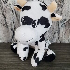 Walmart Fun Express 9" Plush Sitting Cow Embroidered Eyes EUC Nice